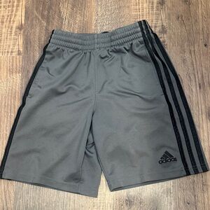 adidas Kids Gray Shorts with Black Stripes